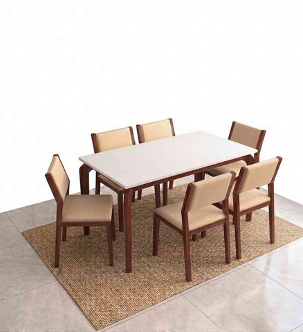 Revista Solid Sheesham Wood 6 Seater Dining Set (With Cushion, Natural Finish)