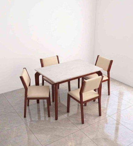 Revista Solid Sheesham Wood 4 Seater Dining Set (With Cushion, Natural Finish)