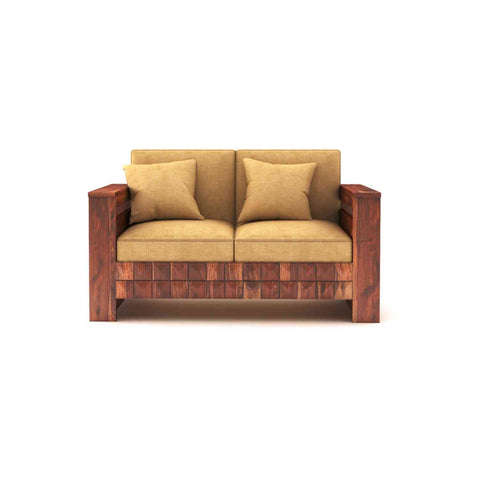 Sofia Solid Sheesham Wood 2 Seater Sofa (Natural Finish)