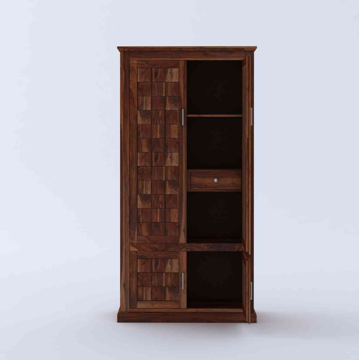 Sofia Solid Sheesham Wood Double Door Wardrobe (Natural Finish)