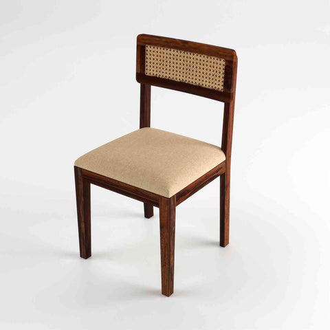 Canejoy Solid Sheesham Wood 4 Seater Dining Table With 4 Chairs (With Cushion, Natural Finish)
