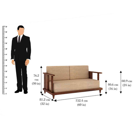 Ajmer Solid Sheesham Wood 5 Seater Sofa Set With Coffee Table (3+2, Natural Finish)