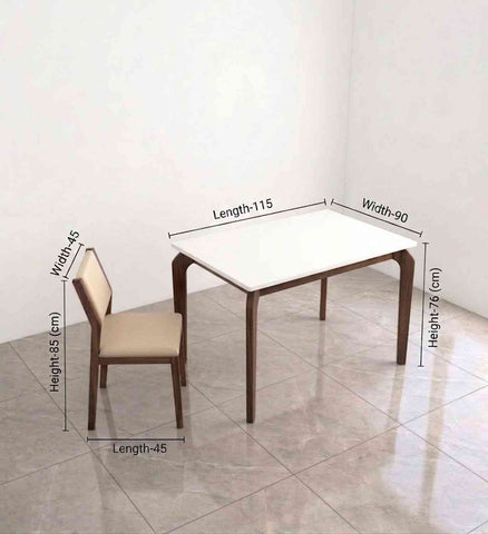Revista Solid Sheesham Wood 4 Seater Dining Set (With Cushion, Walnut Finish)