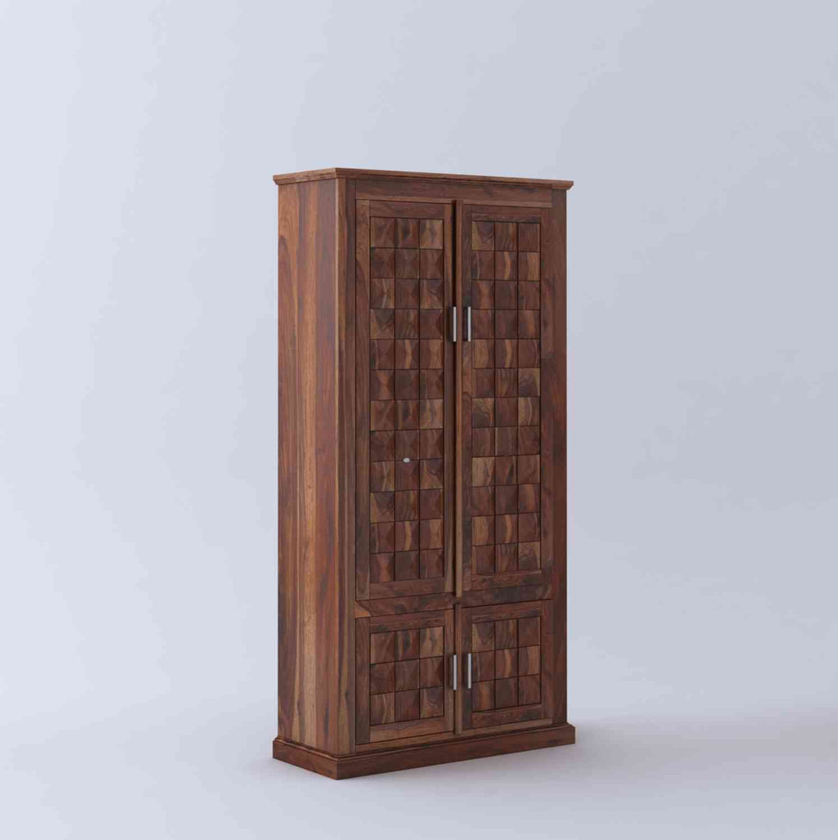 Sofia Solid Sheesham Wood Wardrobe Set (Natural Finish)