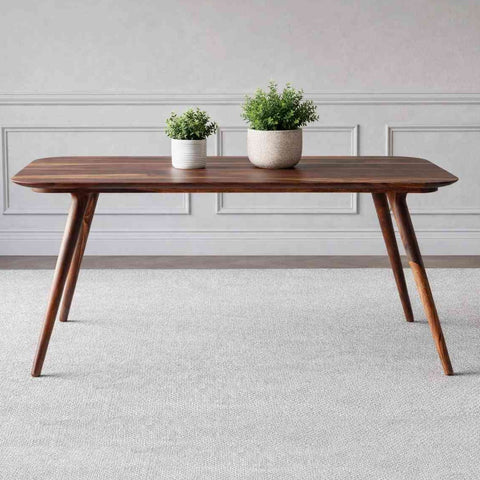 Canejoy Solid Sheesham Wood 6 Seater Dining Set (With Cushion, Natural Finish)