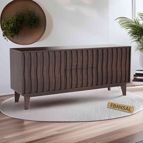 Maurice Solid Sheesham Wood Sideboard (Walnut Finish)