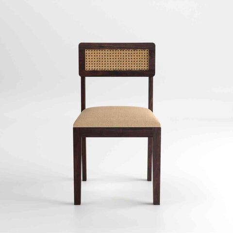 Canejoy Solid Sheesham Wood 6 Seater Dining Table With 6 Chairs (With Cushion, Walnut Finish)