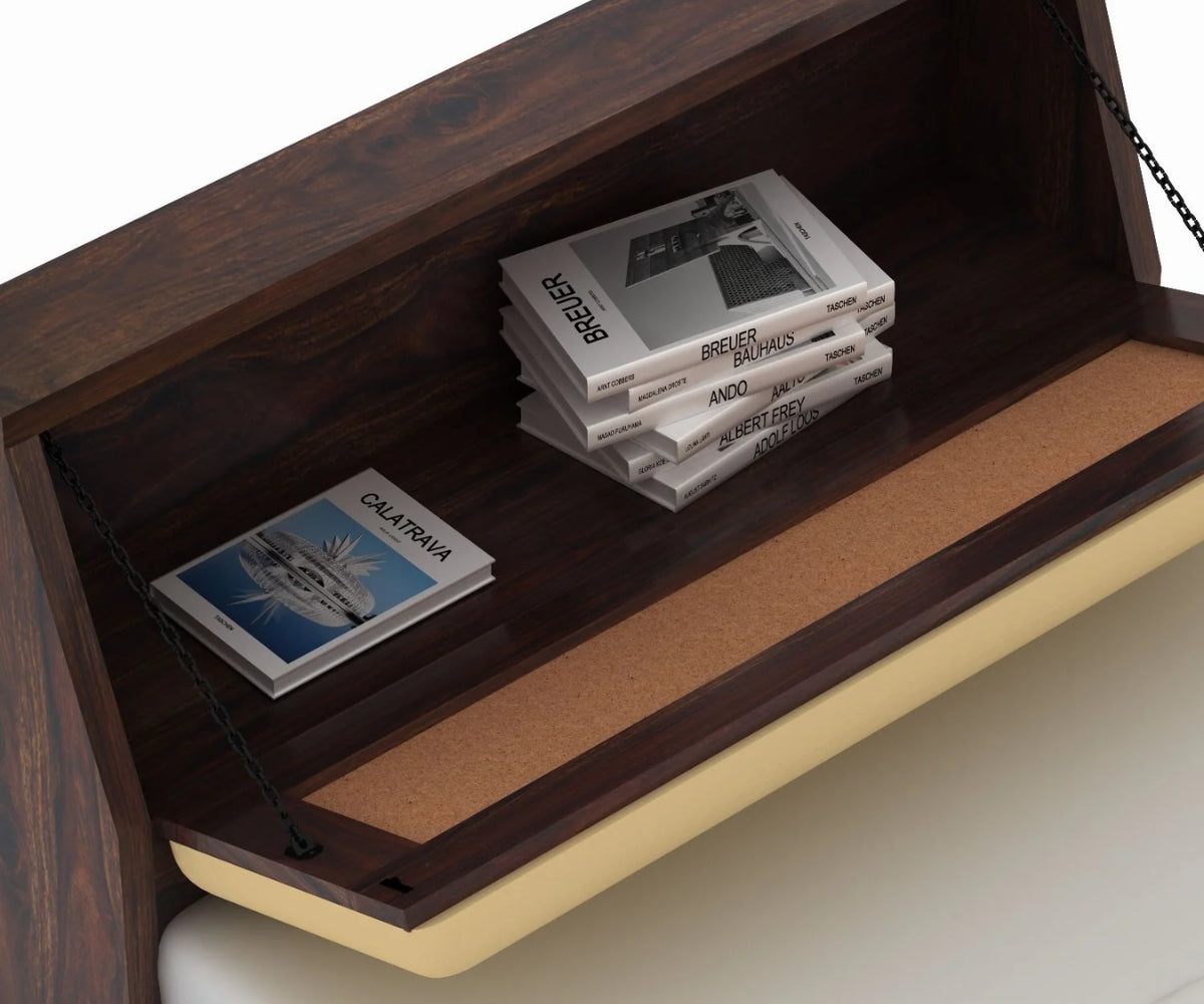 Rubikk Solid Sheesham Wood Single Bed With Two Drawers (Walnut Finish)