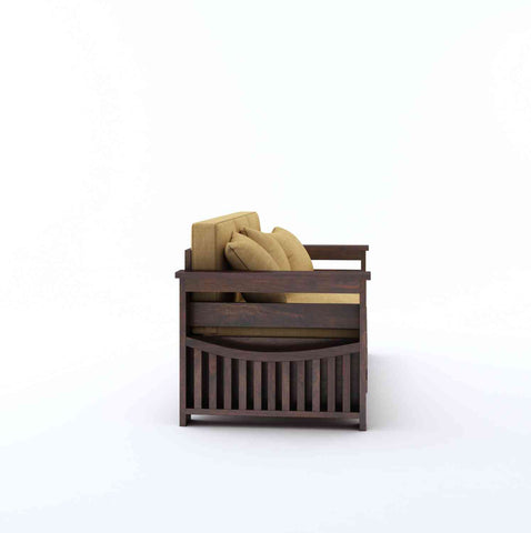 Olivia Solid Sheesham Wood 3 Seater Sofa (Walnut Finish)