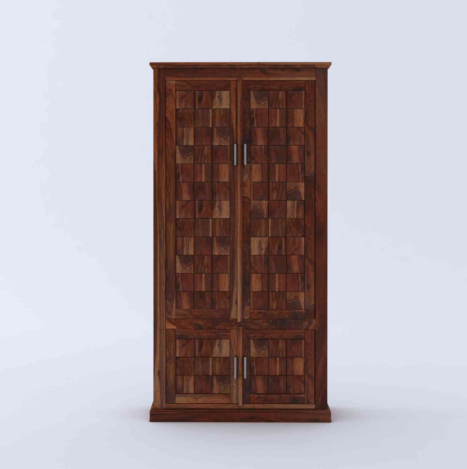 Sofia Solid Sheesham Wood Double Door Wardrobe (Natural Finish)