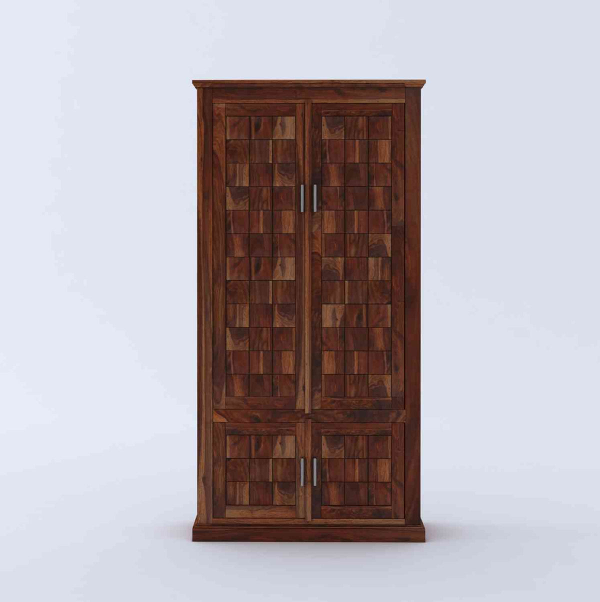 Sofia Solid Sheesham Wood Double Door Wardrobe (Natural Finish)