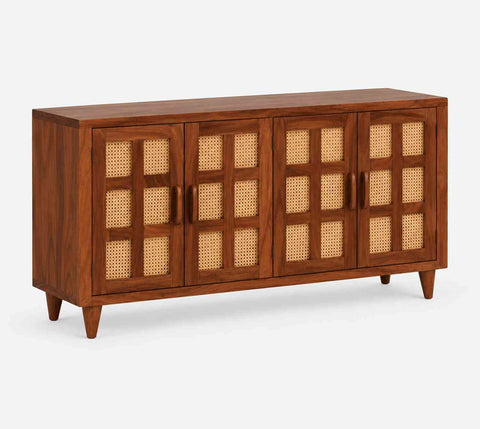 Canejoy Solid Sheesham Wood Sideboard (Natural Finish)