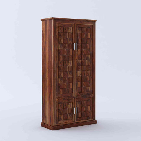 Sofia Solid Sheesham Wood Double Door Wardrobe (Natural Finish)