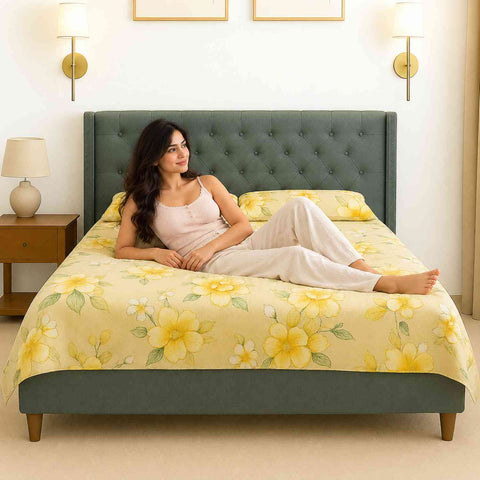 Nova Premium Fabric Bed With Button Tufted Headboard (King Size, Light Sage Green)