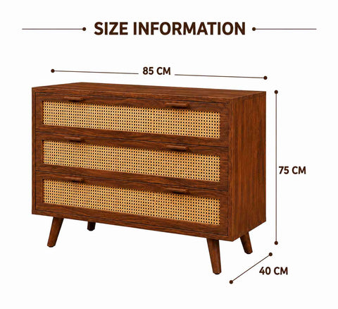 Canejoy Solid Sheesham Wood Chest of Drawers (Natural Finish)