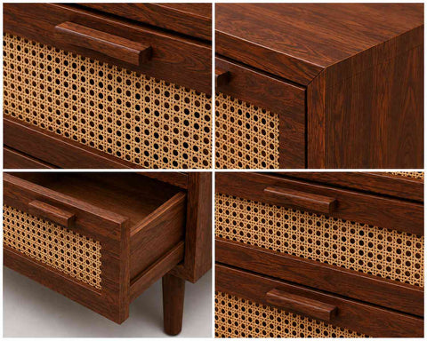 Canejoy Solid Sheesham Wood Chest of Drawers (Natural Finish)