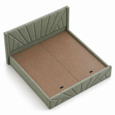 Embrace Premium Fabric Bed With Box Storage (King Size, Sage Green)