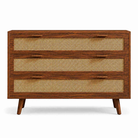 Canejoy Solid Sheesham Wood Chest of Drawers (Natural Finish)