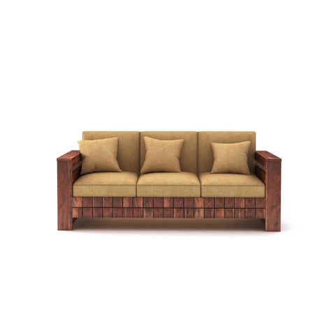 Sofia Solid Sheesham Wood 5 Seater Sofa Set (Natural Finish, 3+2)