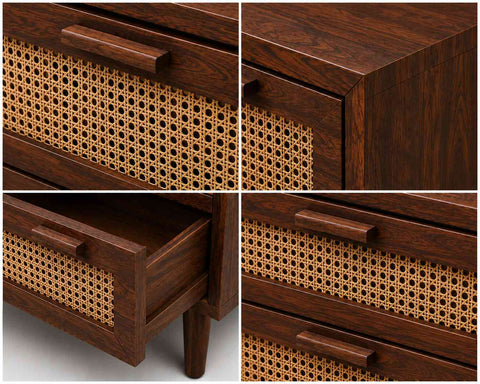 Canejoy Solid Sheesham Wood Chest of Drawers (Walnut Finish)