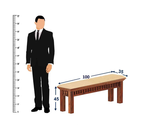 Amer Solid Sheesham Wood 6 Seater Dining Set With Bench (With Cushion, Natural Finish)