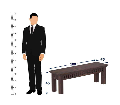Amer Solid Sheesham Wood 6 Seater Dining Set With Bench (Without Cushion, Walnut Finish)