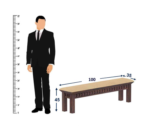 Amer Solid Sheesham Wood 6 Seater Dining Set With Bench (With Cushion, Walnut Finish)