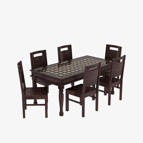 Maharana Solid Sheesham Wood 6 Seater Dining Set (Walnut Finish)