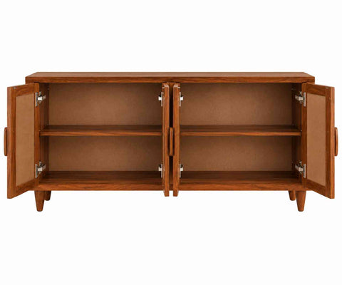 Canejoy Solid Sheesham Wood Sideboard (Natural Finish)