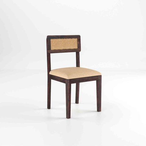 Canejoy Solid Sheesham Wood 4 Seater Dining Table With 4 Chairs (With Cushion, Walnut Finish)