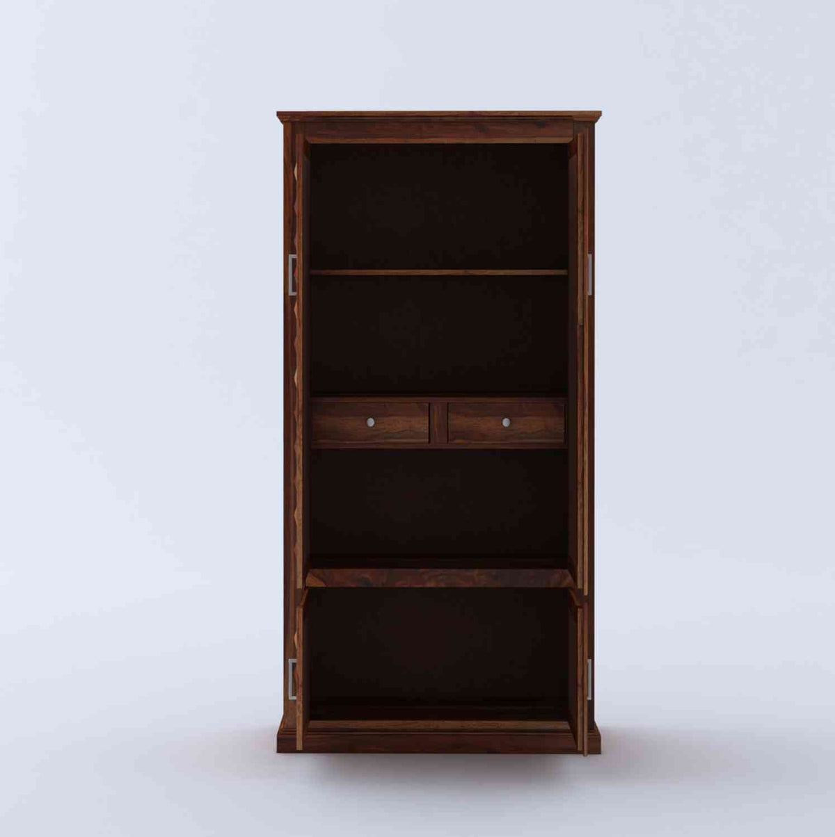 Sofia Solid Sheesham Wood Double Door Wardrobe (Natural Finish)