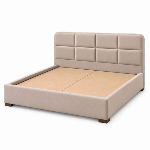 Resilience Premium Fabric Bed With Box Storage (Queen Size, Beige)