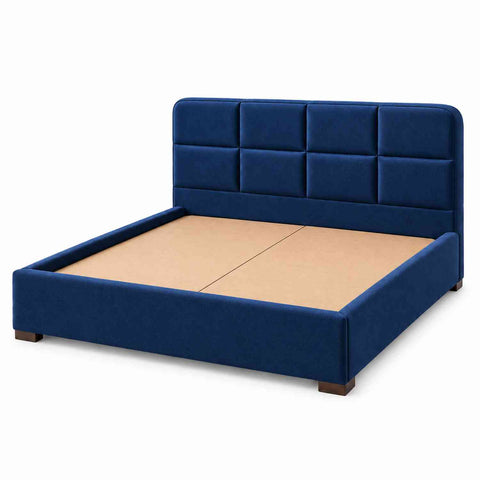 Resilience Premium Fabric Bed With Box Storage (King Size, Navy Blue)