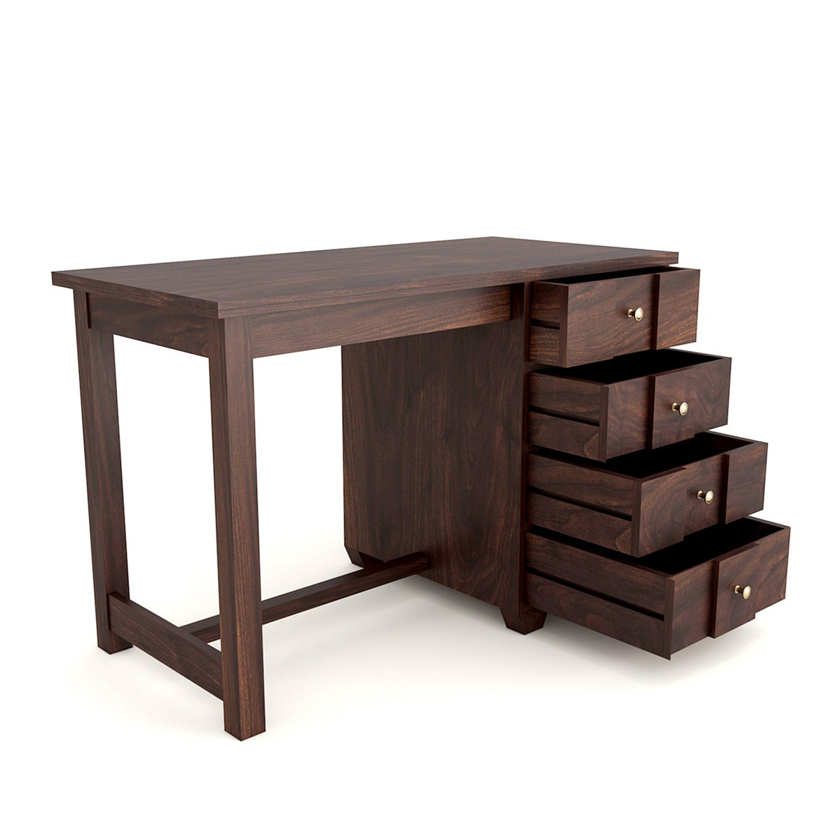 Solid Sheesham Wood Zigzag Study Table (Walnut Finish)