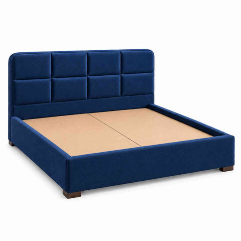 Resilience Premium Fabric Bed With Box Storage (King Size, Navy Blue)