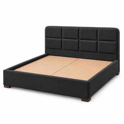 Resilience Premium Fabric Bed With Box Storage (Queen Size, Charcoal Black)