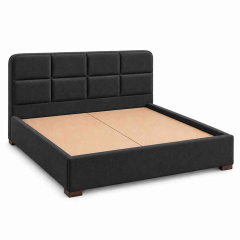 Resilience Premium Fabric Bed With Box Storage (Queen Size, Charcoal Black)