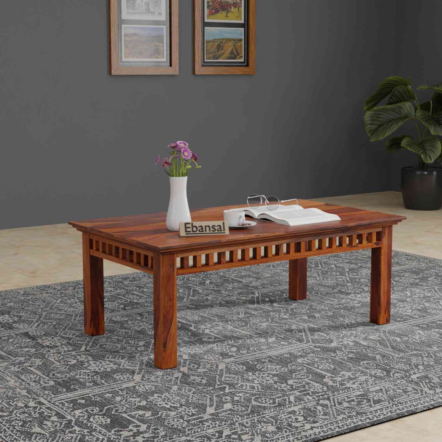Amer Solid Sheesham Wood Coffee Table (Natural Finish)