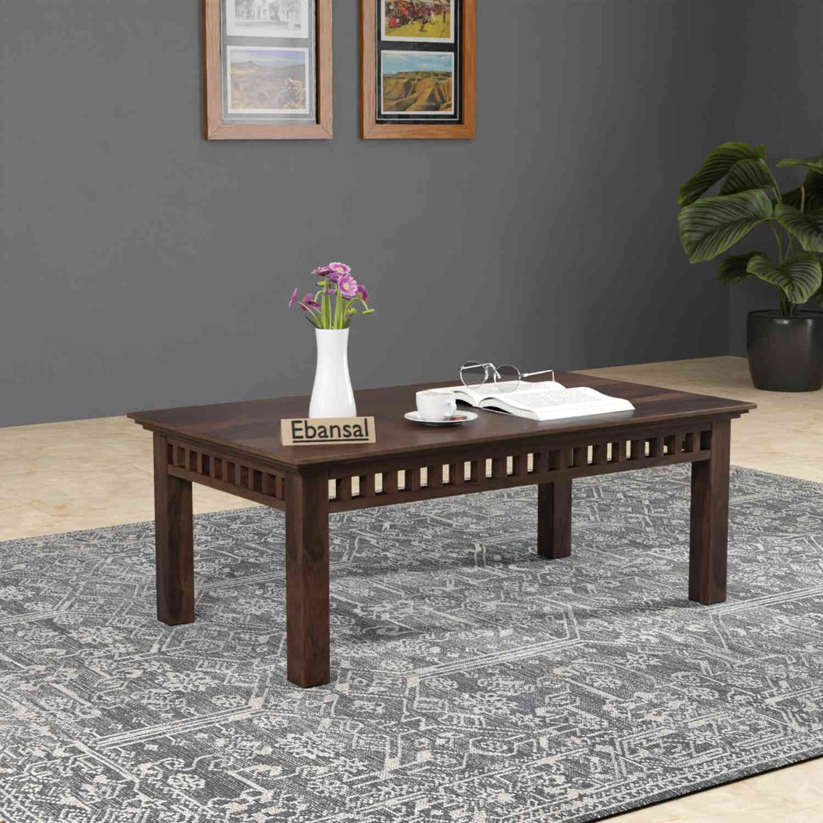 Amer Solid Sheesham Wood Coffee Table (Walnut Finish)