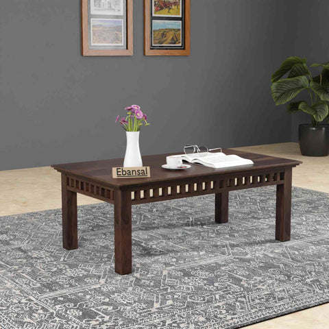 Amer Solid Sheesham Wood Coffee Table (Walnut Finish)