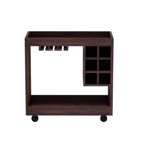 Rubikk Solid Sheesham Wood Bar Trolley (Walnut Finish)