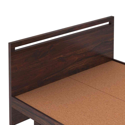 Livinn Solid Sheesham Wood Bed With Two Drawers (King Size, Walnut Finish)