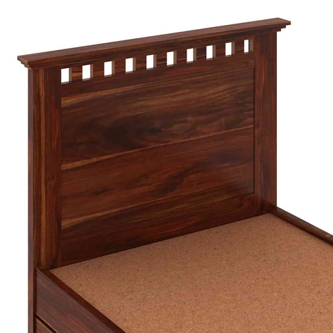 Amer Solid Sheesham Wood Single Bed With Two Drawers (Natural Finish)