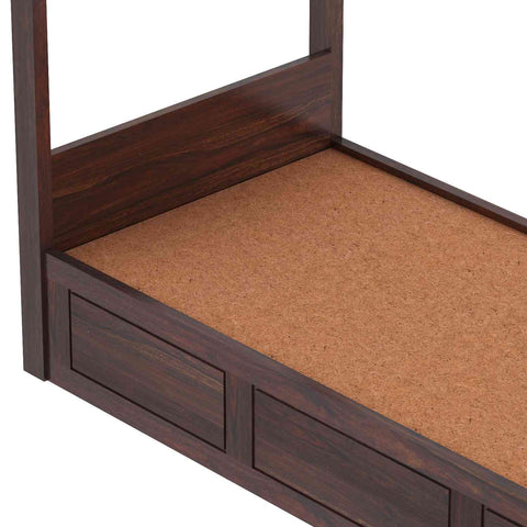 Solivo Solid Sheesham Wood Single Bed With Box Storage (Walnut Finish)