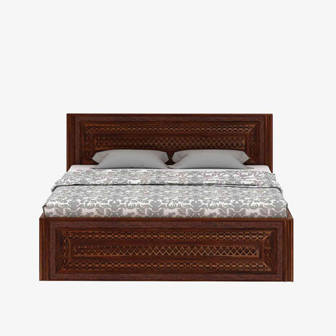 Maharana Solid Sheesham Wood Bed With Box Storage (King Size, Natural Finish)