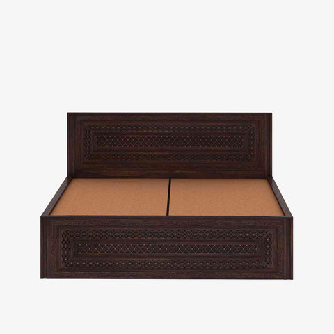 Maharana Solid Sheesham Wood Bed With Box Storage (Queen Size, Walnut Finish)