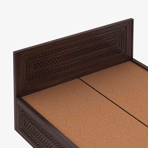 Maharana Solid Sheesham Wood Bed With Box Storage (Queen Size, Walnut Finish)