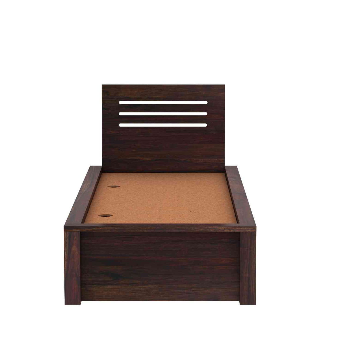 Due Solid Sheesham Wood Single Bed With Box Storage (Walnut Finish)