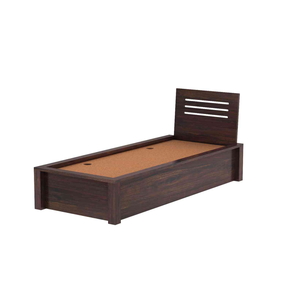 Due Solid Sheesham Wood Single Bed With Box Storage (Walnut Finish)