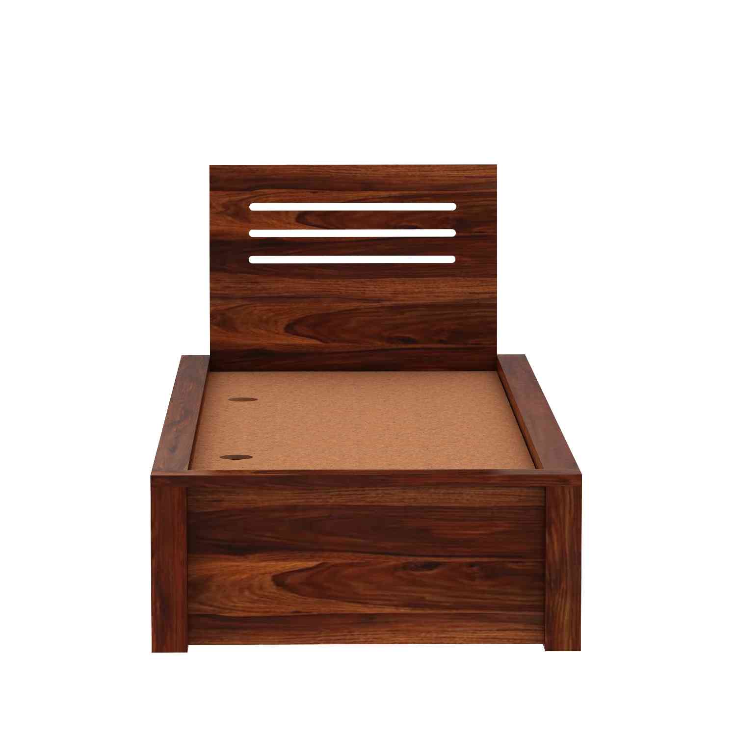 Due Solid Sheesham Wood Single Bed With Box Storage (Natural Finish)
